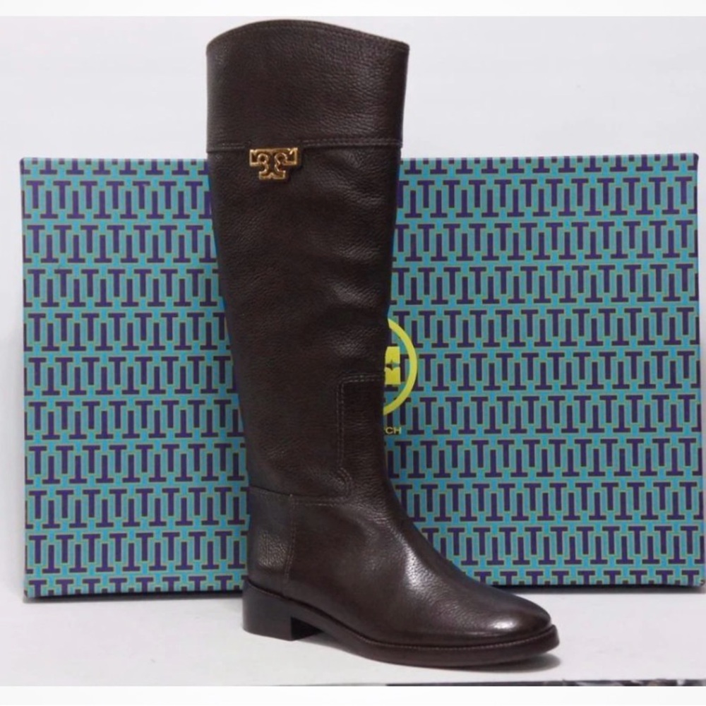 Tory Burch Dark Brown Leather Riding Boots